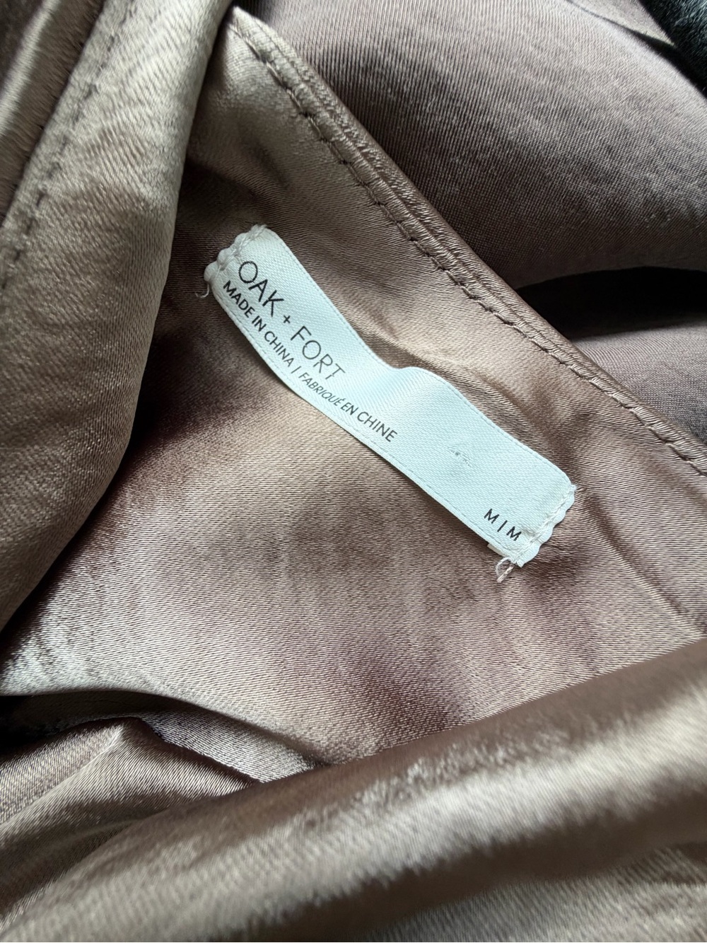 OAK + FORT Champagne Satin Midi Slip Skirt - Picture 3 of 4
